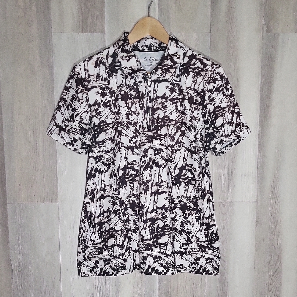 Coral Bay Womens Medium‎ Quarter Zip Golf Top Collared Stretch Athletic Sports